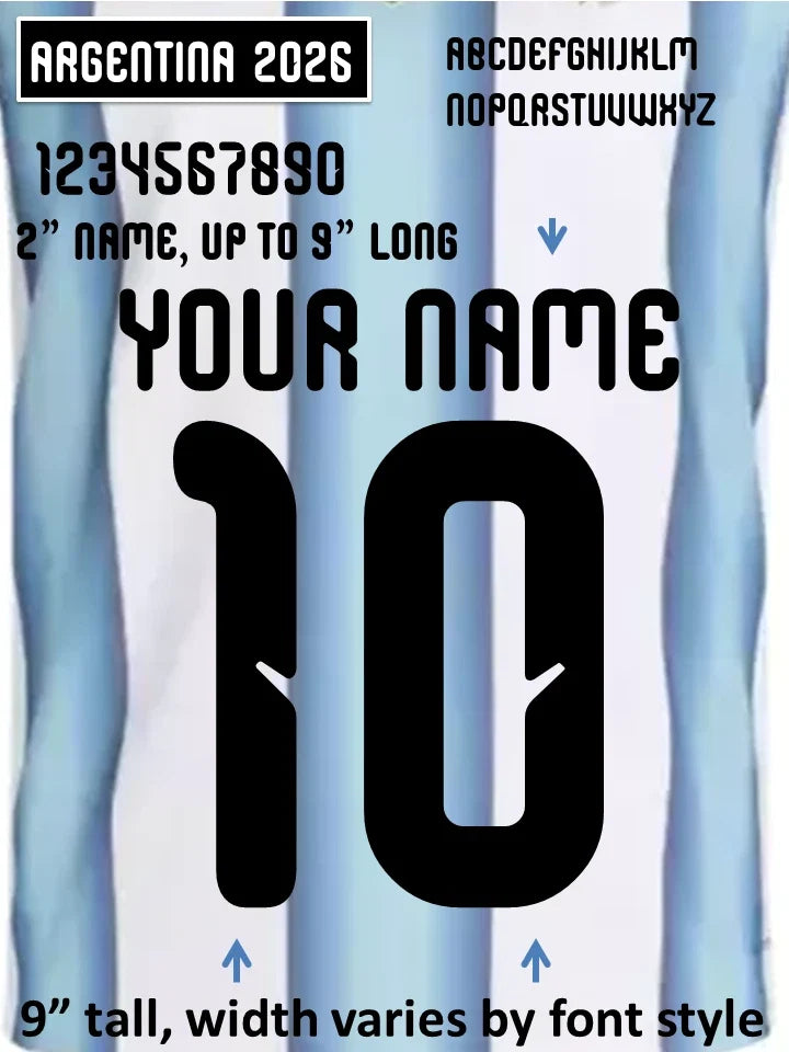 ARGENTINA 2026 CUP World IRON ON heat press transfer numbers soccer jersey Unisex