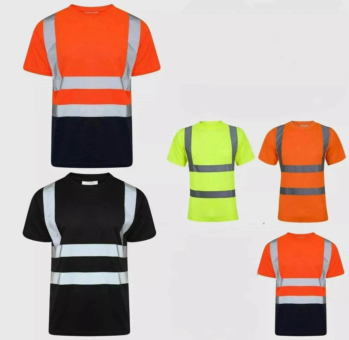 GM Workwear Hi Vis T Shirt Reflective Crew Neck Safety Top Breathable PPE UK Unisex