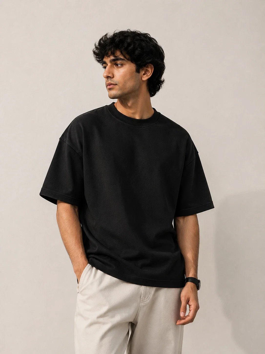Unisex Heavyweight T Shirt 260 GSM Drop Shoulder Cotton Blend Premium Plain Tee Unisex
