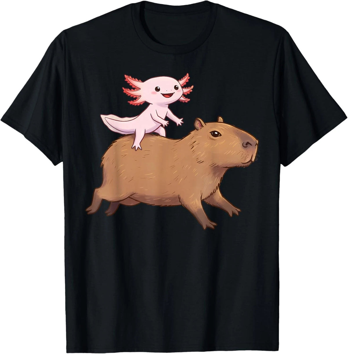 Funny Kawaii Axolotl and Capybara Lover Kids Girls Men Women unisex T-Shirt