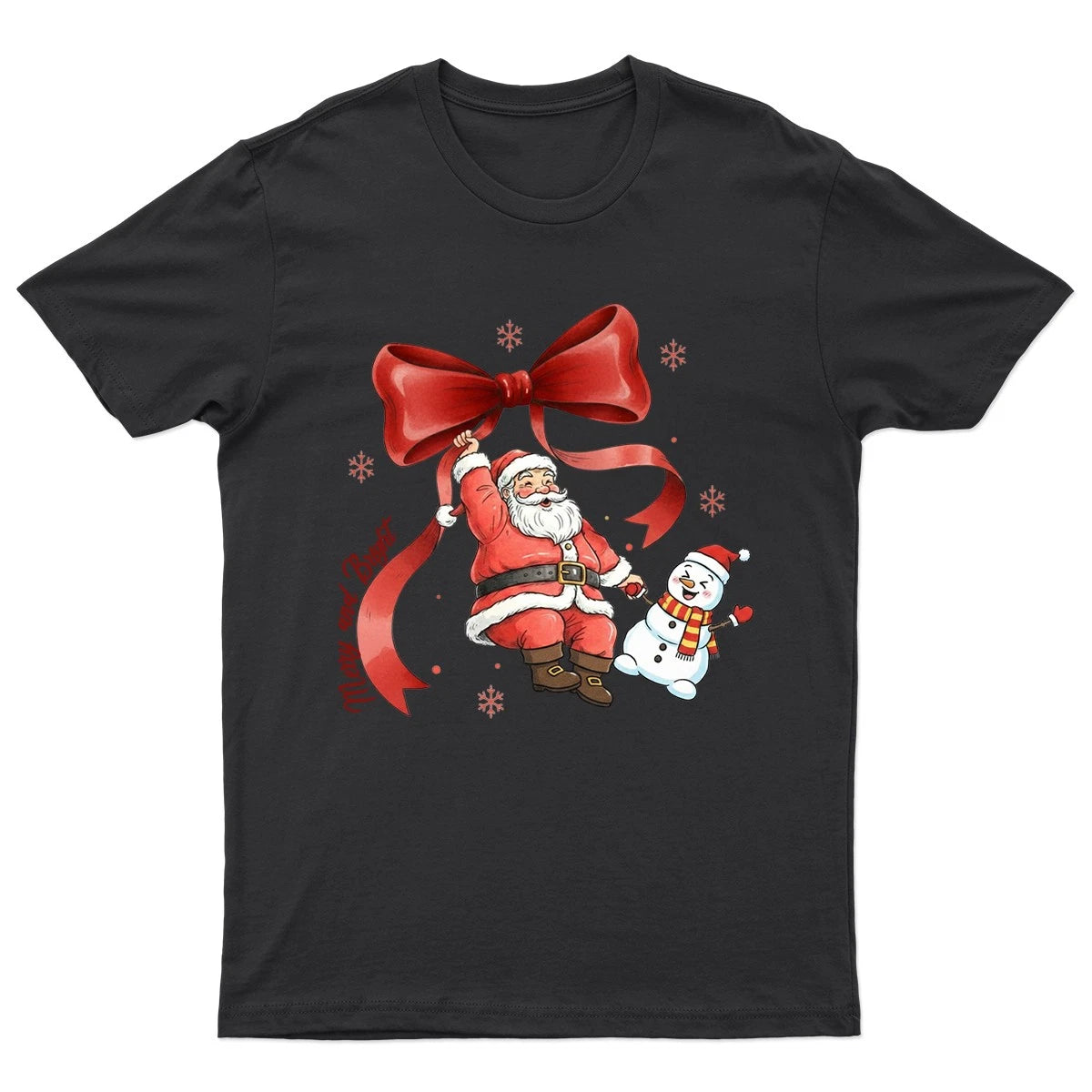 Merry And Bright Santa T-Shirt Unisex Gift Retro Seasonal Funny Xmas Claus -b