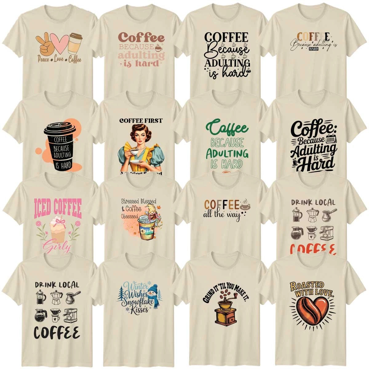 Retro Coffee Adult T-Shirt Caffeine Barista Coffee Lover Gift