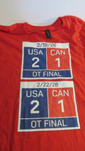 US Canada 2/19 & 2/22 2026 OT Final Soccer Games Red Graphic Size 2XL Unisex
