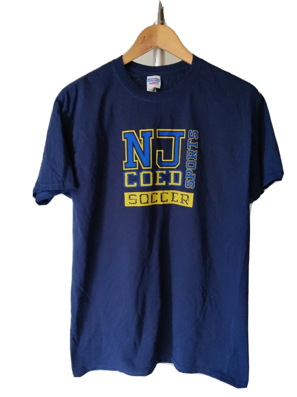 NY Soccer Shirt Men's Size Medium Navy Blue In Good Condition, 100% cotton Unisex