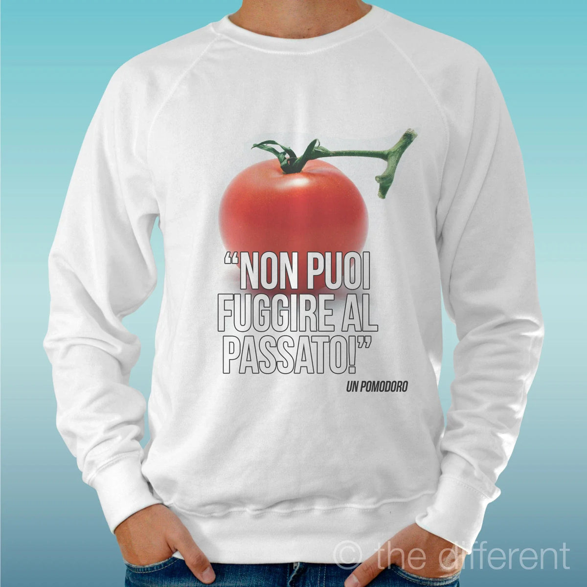 Felpa Man Light Sweater White " Past Tomato Funny " Road To Happiness Unisex