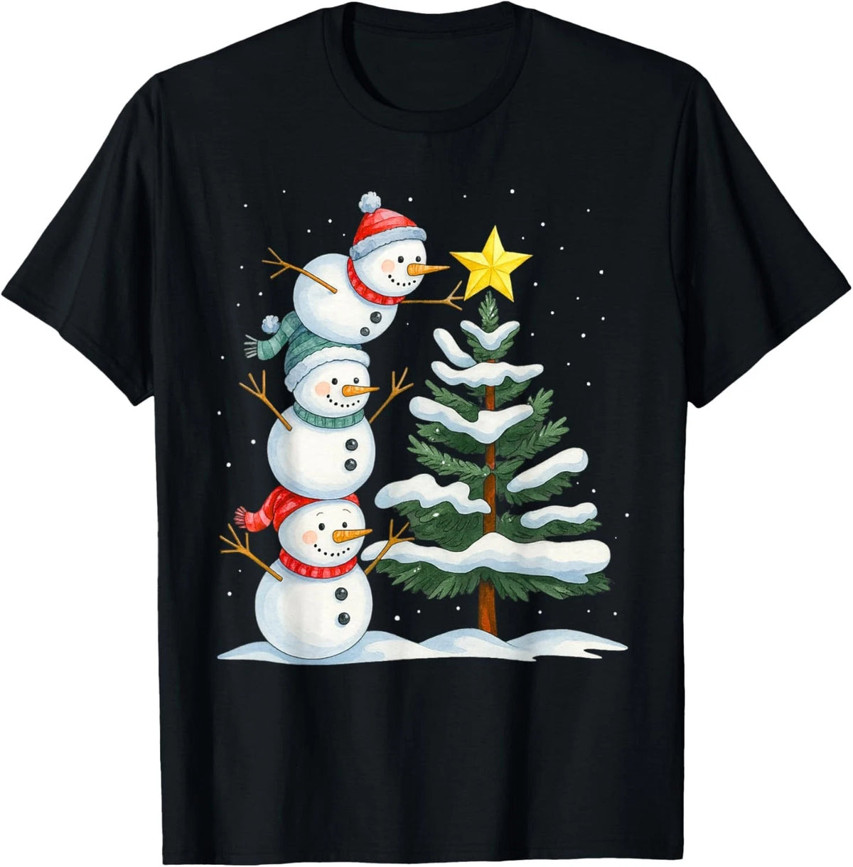 Funny Christmas Snowman Topper Tree Holiday Family Men Women unisex T-Shirt