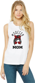 Mom Bun Soccer Mom Red Plaid Headband Womens Sleeveless Shirt Unisex