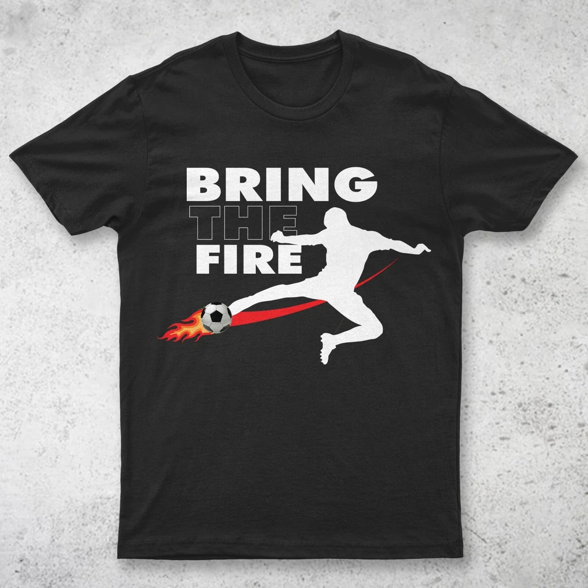 Bring the Soccer Fire by Berts - Short Sleeve Round Neck Black Tee Unisex