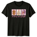 Merry And Bright Christmas Holiday Santa Gingerbread Mens Womens Graphic Tee