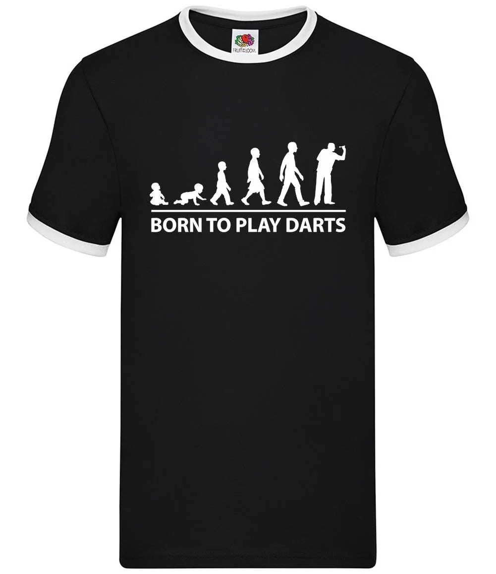 Born To Play Darts - Mens Ringer - Player Board Dart Pub Van Gerwen Unisex