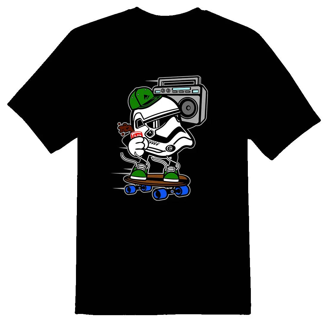 Street trooper boombox skater skateboard Tee shirt black or white Unisex