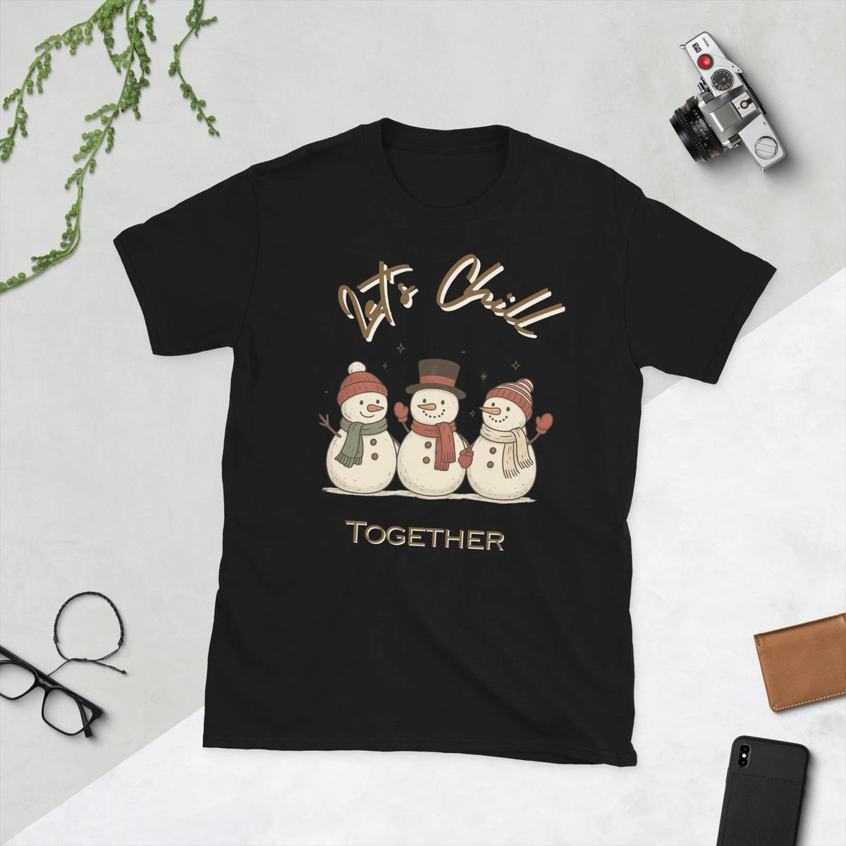 Let’s Chill Together Snowman Christmas Holiday Unisex Graphic T-Shirt