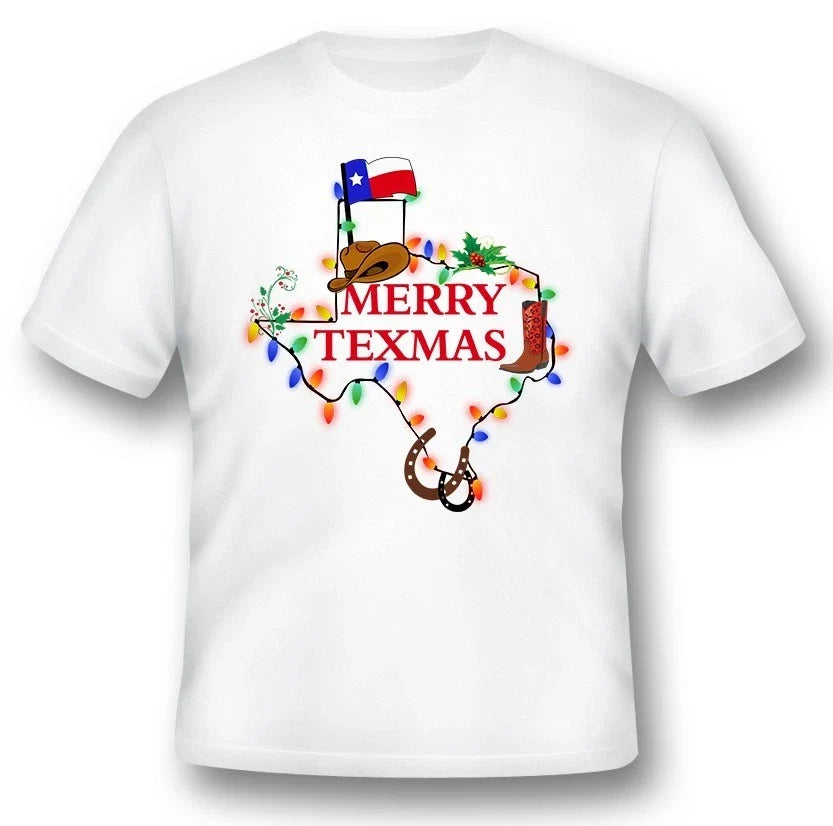 Merry Texmas Christmas Texas black or white tee Unisex
