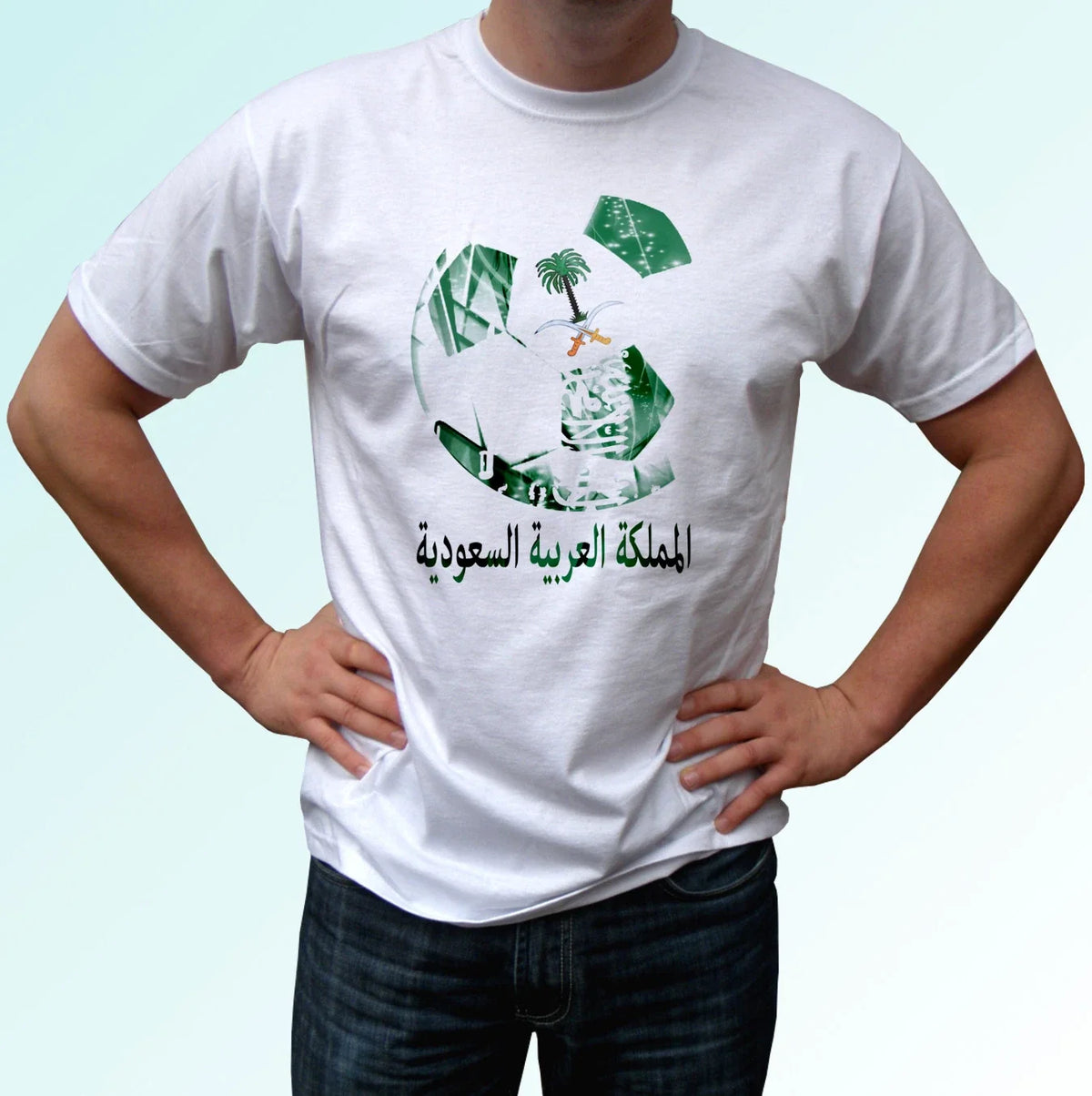Saudi Arabia football flag white t shirt soccer cup gift top tee all sizes Unisex