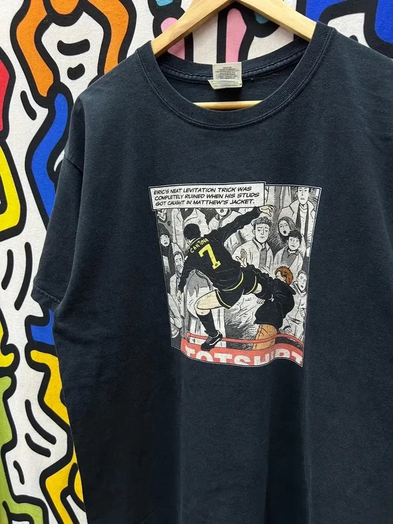 Vintage 2000s Eric Cantona Kung Fu Kick tshirt size L / Soccer / Football Unisex