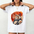 Astronaut Cat Christmas T-Shirt - Space Cosmic Kitty Japanese Style Sci Fi  Tee