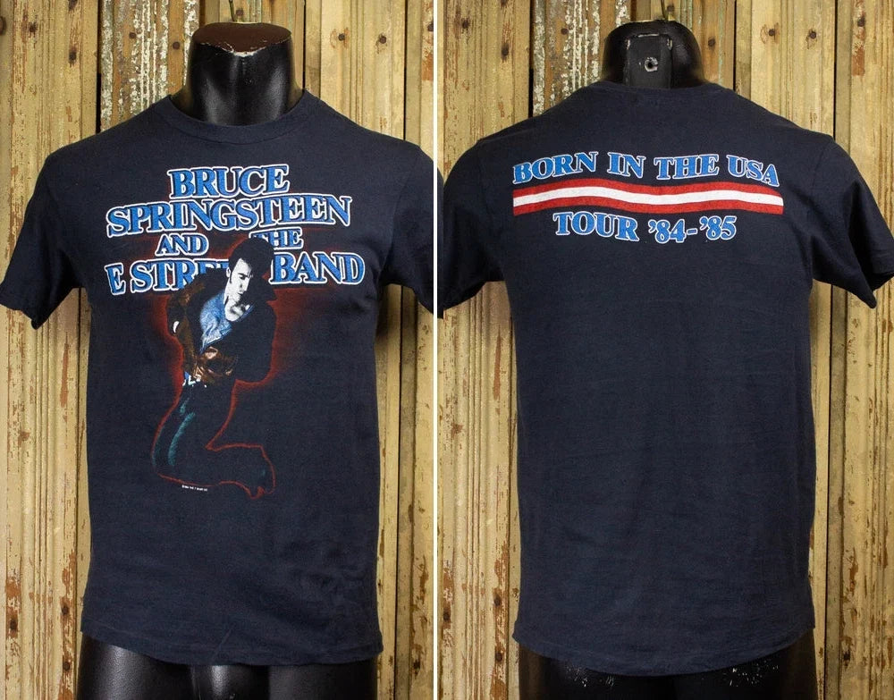 Vintage Bruce Springsteen Born In The USA Tour Concert T Shirt 1984-1985 Black Unisex