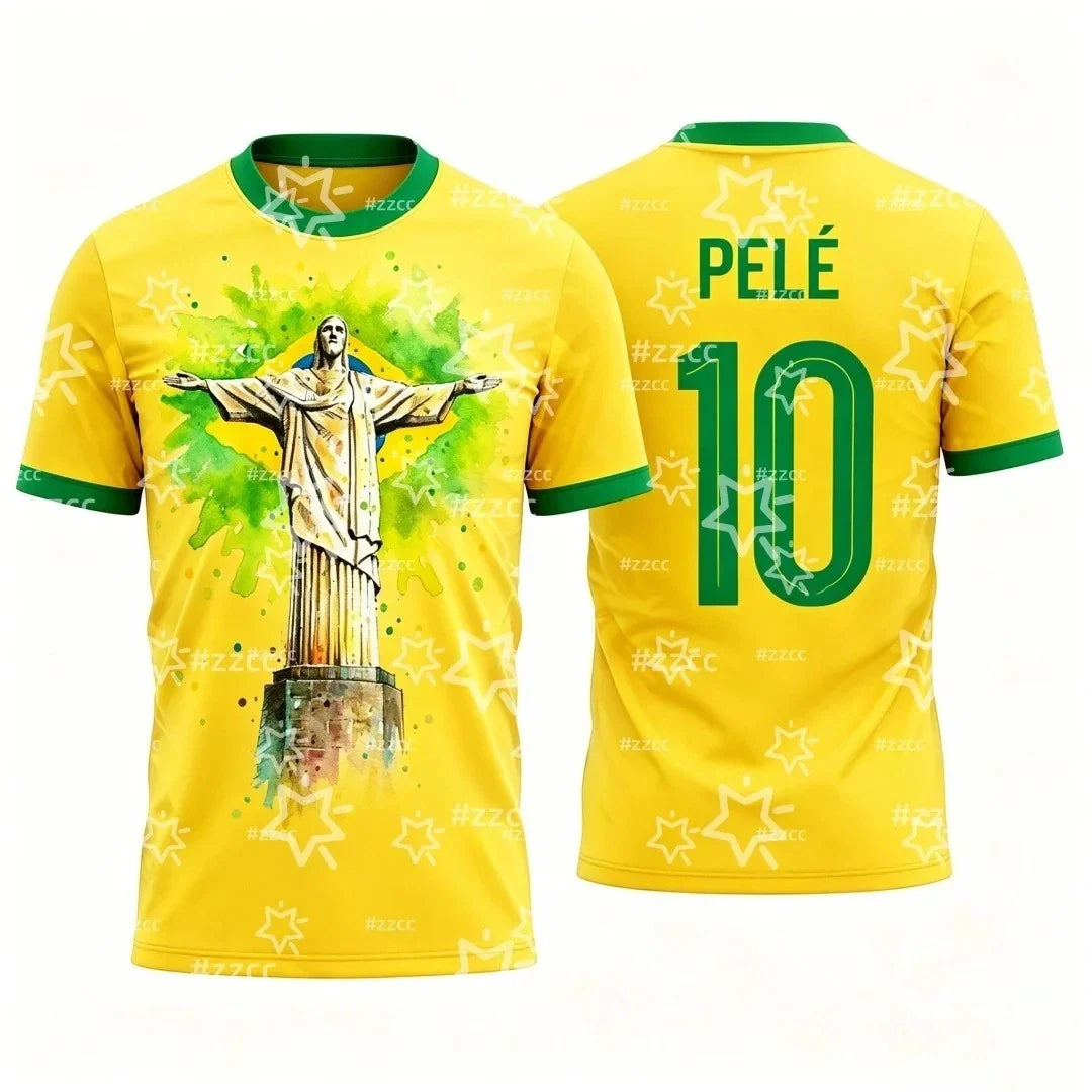 Pele Brazil Football s 2026 World Cup Polyester Tees Unisex