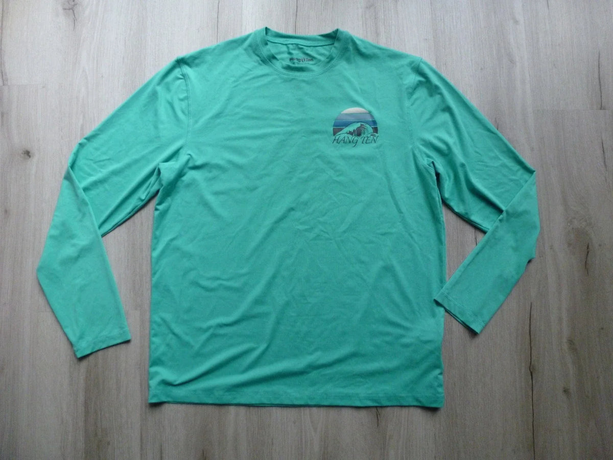 Hang Ten Men’s Long Sleeve Sun Tee Shirt S UV PROTECTION UPF 50+ Beach Boardwalk Unisex