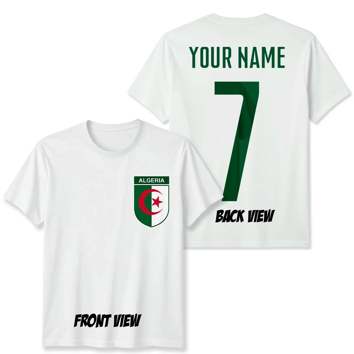 Personalised Algeria Football Unisex Kids Name Number Tee #WC Unisex