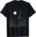 Celestial Ballerina and Cat Moon Stars Ballet Dance Graphic T-Shirt