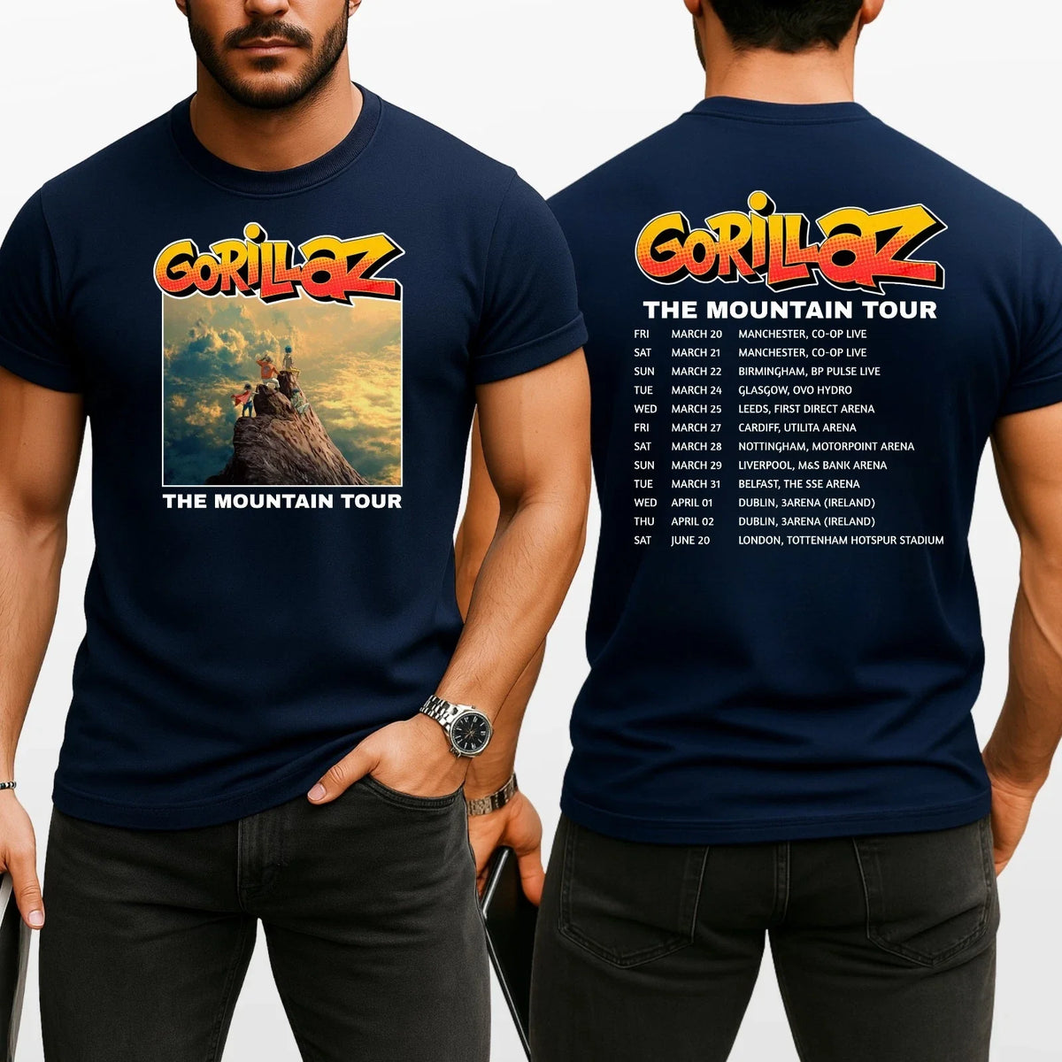 Gorillaz The Mountain Tour | Double Sided Print | Black | Unisex S-4XL Unisex