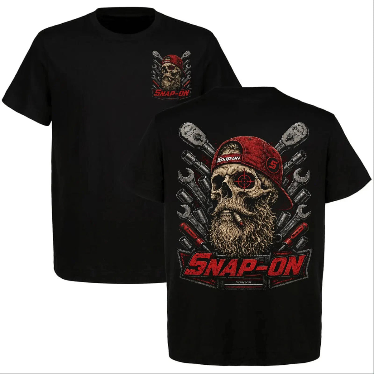 Mechanic Tools Skull T-Shirt, Mechanic Wrench Ratchet Graphic Tee, Automotive