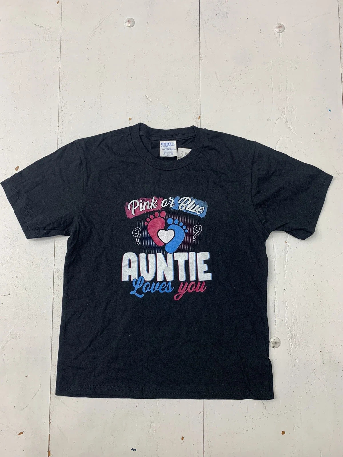 Custom Graphic Auntie Short Sleeve Shirt Black Kids Size Small Unisex