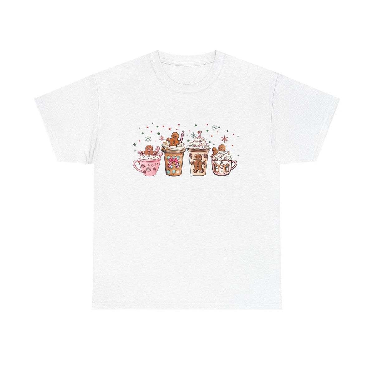 Hot Cocoa & Gingerbread Drinks Tee — Cute Holiday Cocoa Cups Graphic Shirt