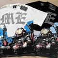 MIXED EMOTION Retro Rhinestone Letter Print Round Neck Unisex