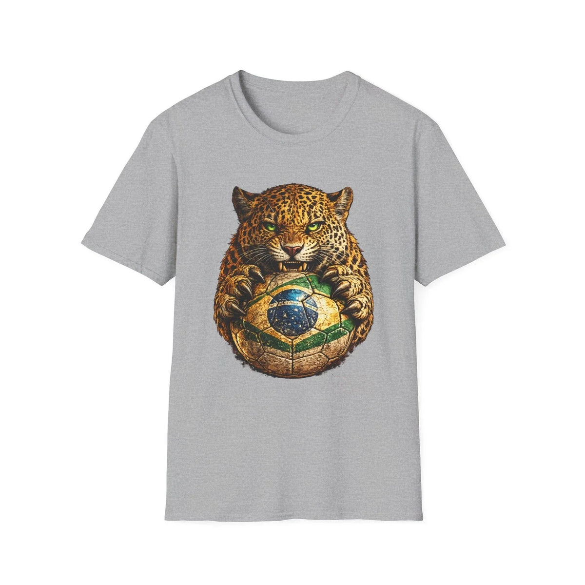 Brazil Jaguar Soccer Ball Brazil Flag Football Fan Graphic Tee Unisex