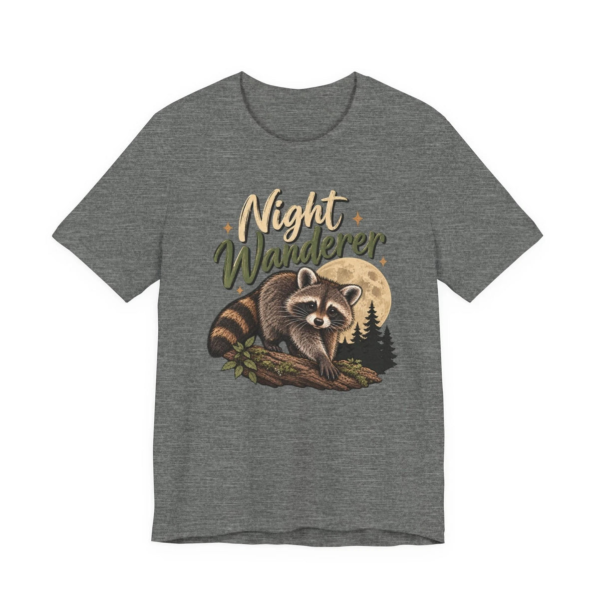 Night Wanderer Raccoon T-Shirt: Moonlit Woodland Animal Graphic