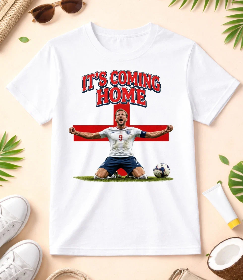 It's Coming Home England Short Sleeve White-Black Men's / Women's T Shirt YZ160 Unisex