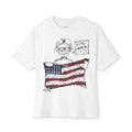 Vintage Y2k Sketched Figure with Distressed American Flag Tee | Boxy T-Shirt