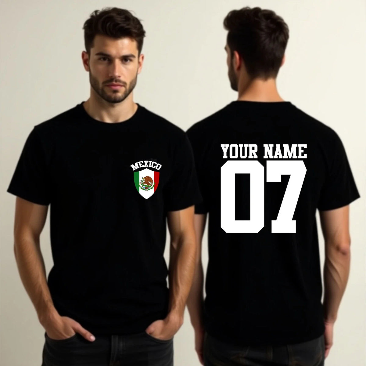 Personalized Team Mexico Your Name Number Football Supporters Fan Top Unisex