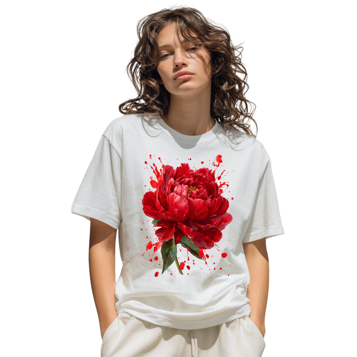 Red Peony Shirt | Floral Tee | Bold Floral Graphic Tee | Gift for Her Unisex