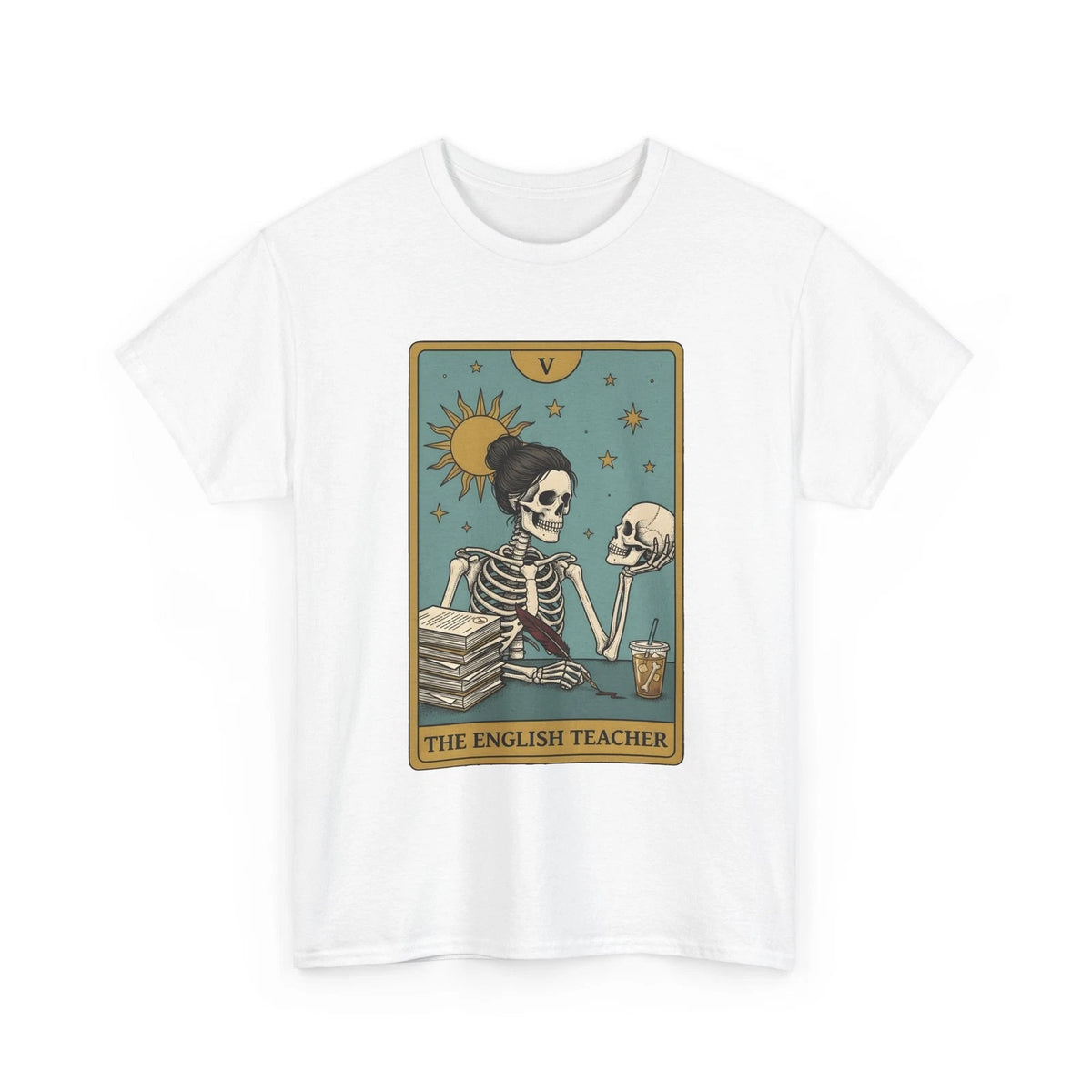 Skeleton Educator Shirt Teachers Spooky Gift Women Divination Card Tee Bone