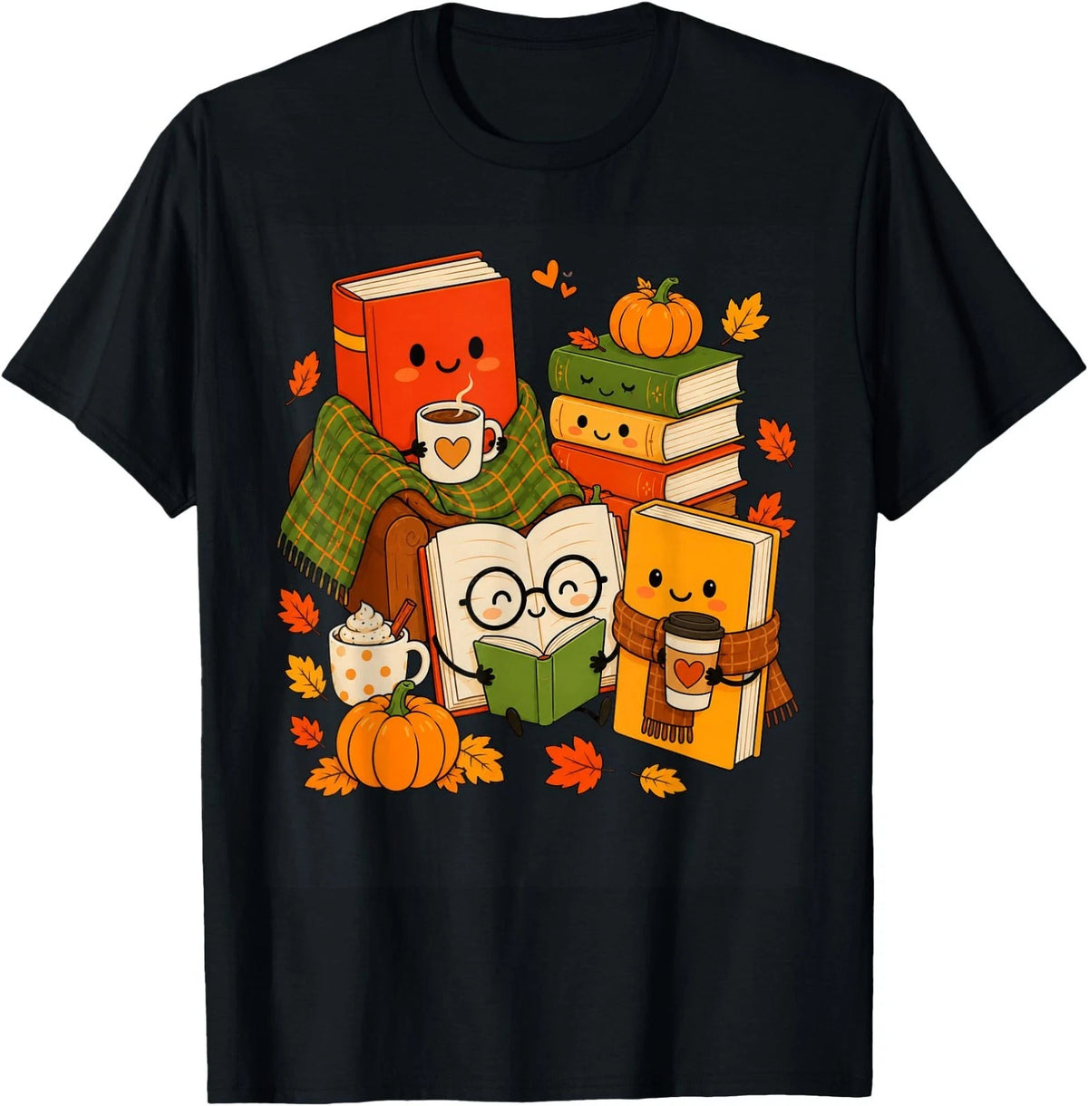 Cozy Book Lover Autumn Reading Coffee Fall Vibes T-Shirt