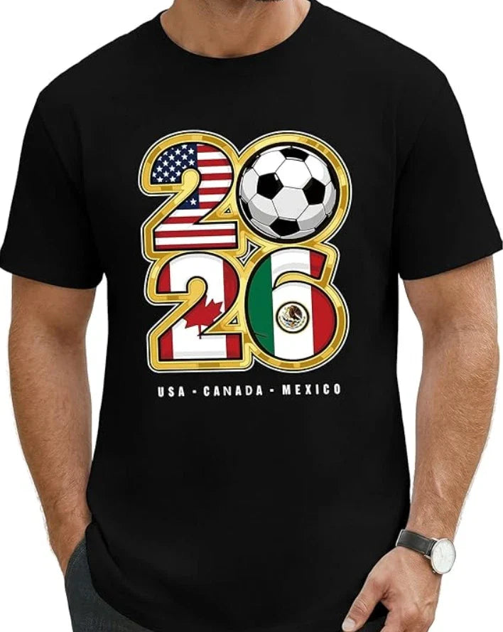 Aiyino 2026Soccer Fan T Shirt Men USA Canada Mexico Graphic Tee Game Day Stadium Unisex