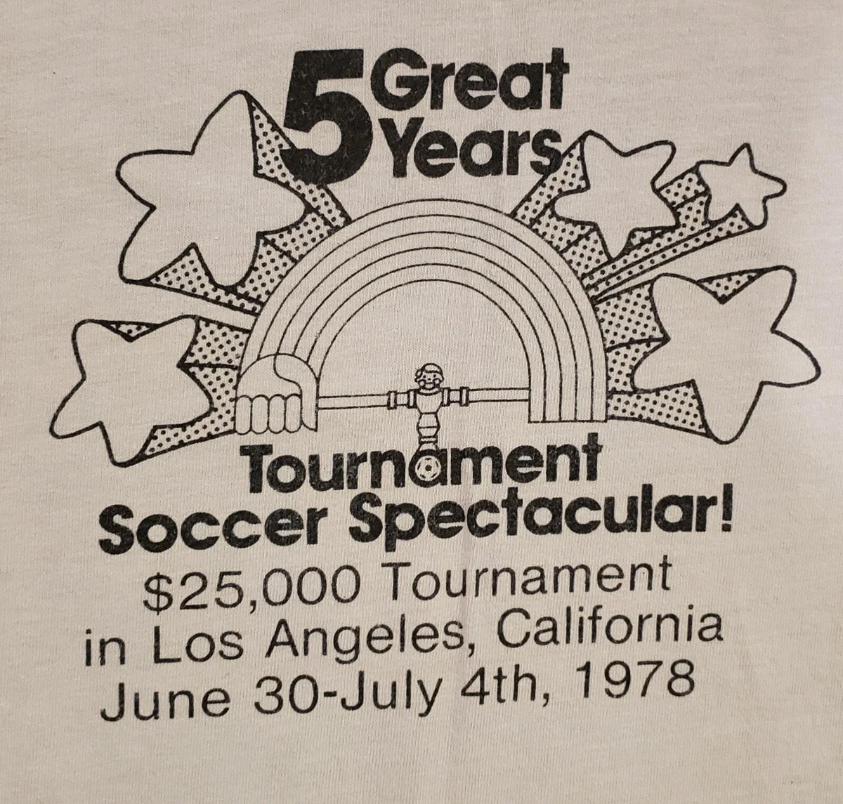 1978 Tournament Soccer Foosball Spectacular Shirt Los Angeles, CA Size Medium Unisex