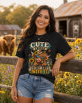 Funny Highland Cow T-Shirt Cute Enough to Get Away With It Tee Western Cow Shirt