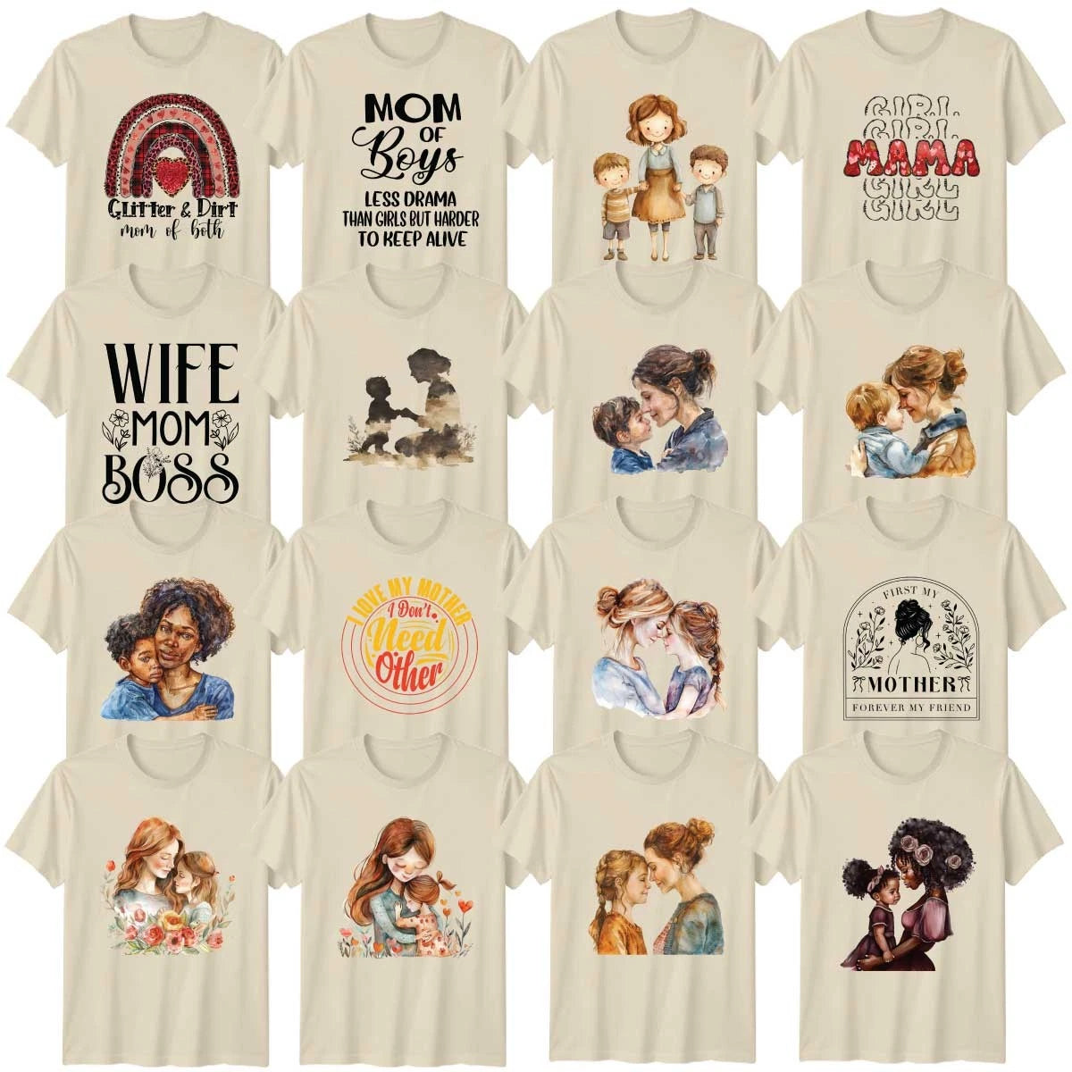 Watercolour Mother Daughter Bond Adult T-Shirt Motherhood Family Gift