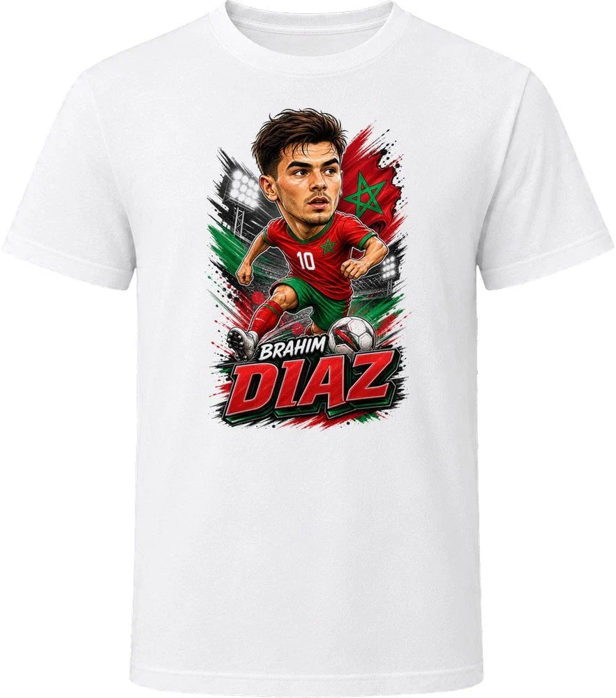 Brahim Diaz, Morocco Caricature Soccer 2026 T Shirt Unisex