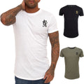 GYM KING Longline Fitted Tee Shirt GK Mens Crew Neck Summer Cotton Top Unisex
