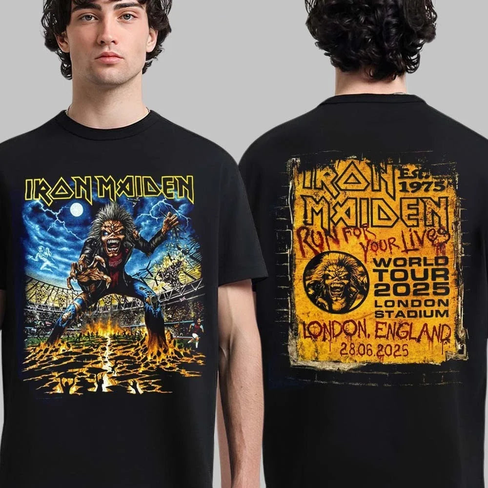 Iron Maiden London England Run For Your Lives World Tour 2025 Exclusive Tee Unisex