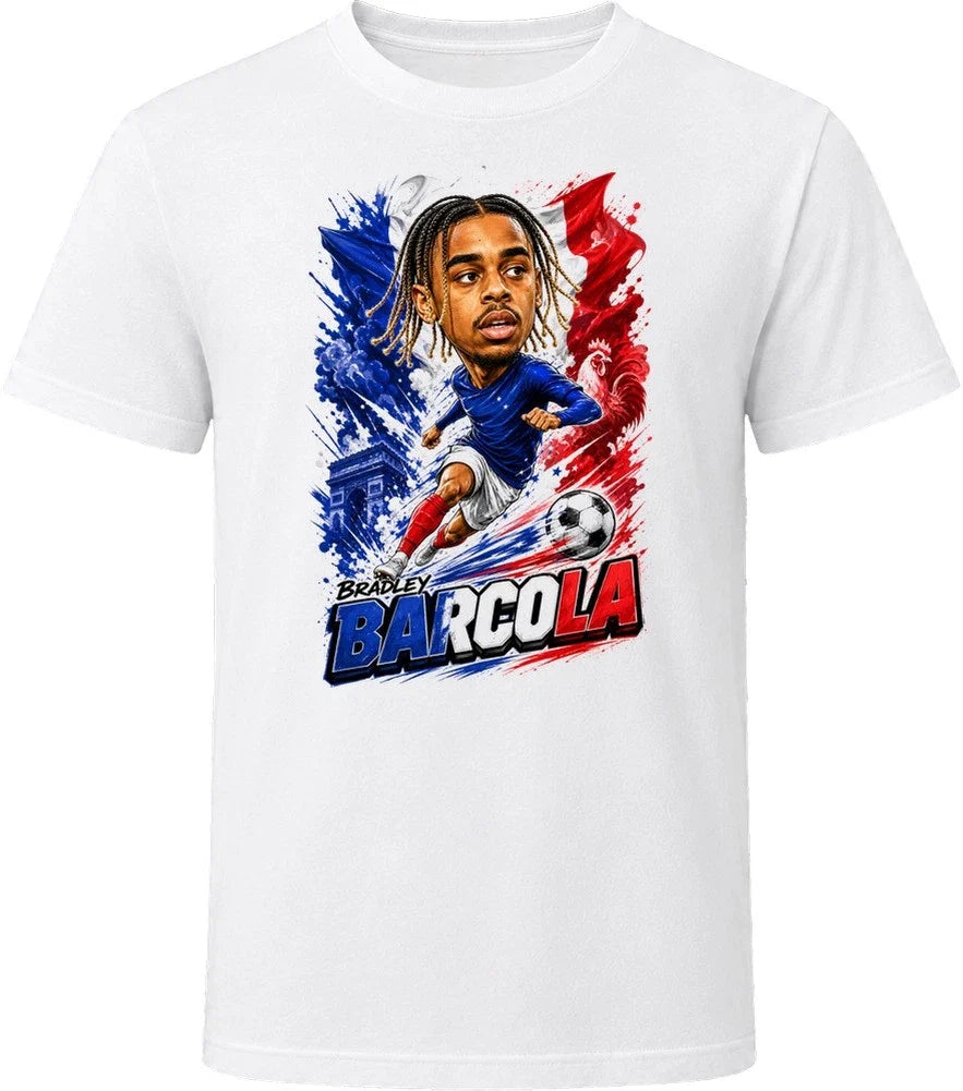 Bradley Barcola France Soccer Caricature 2026 World Cup T Shirt Unisex