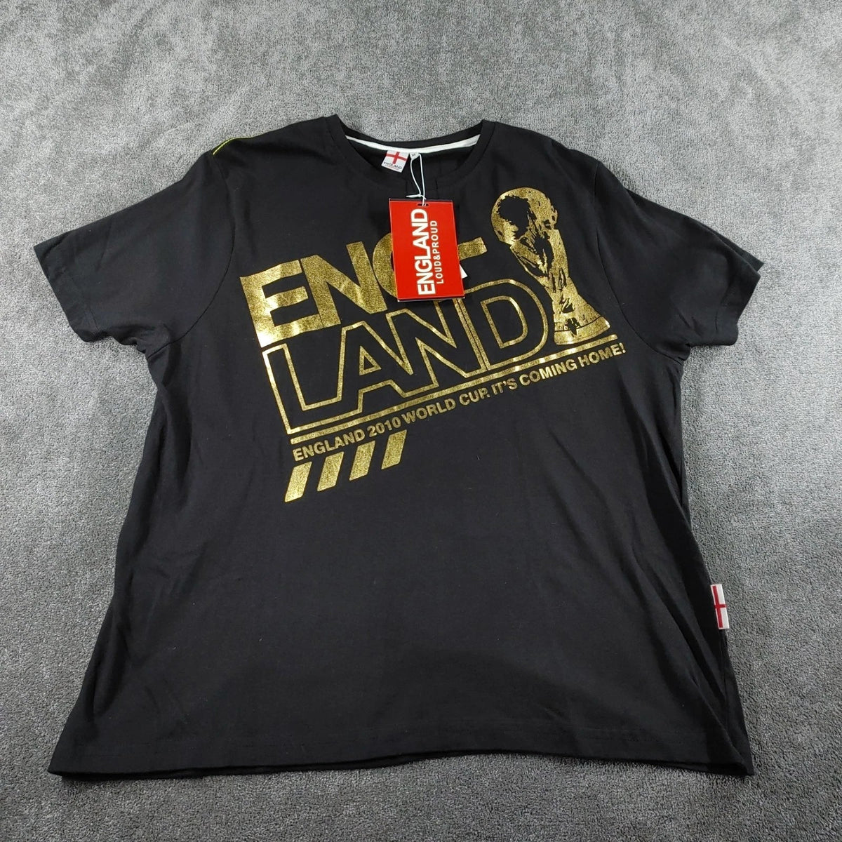 Easy Shirt Mens XL Black Gold World Cup England 2010 Football Cotton Supporter Unisex