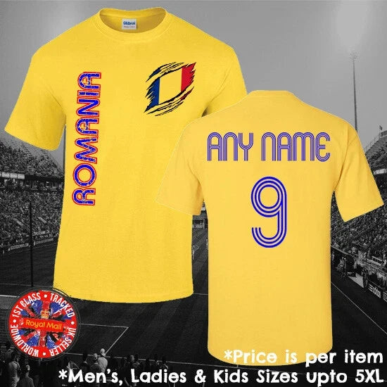 Romania Football Fan Personalised Mens Ladies Kids Euros World Cup Unisex