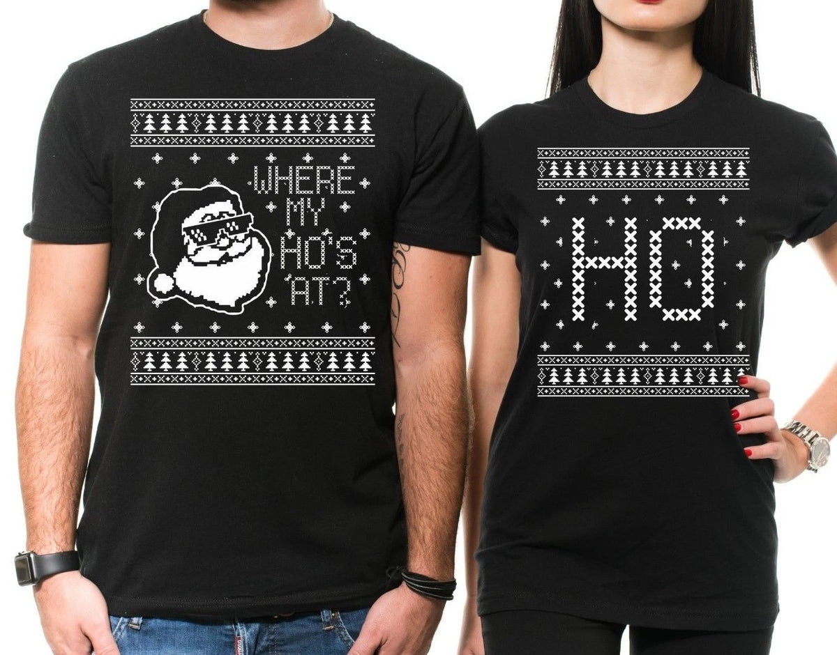 Ugly Christmas Shirts Couples Shirts Ugly Christmas Sweater Where My Ho's At