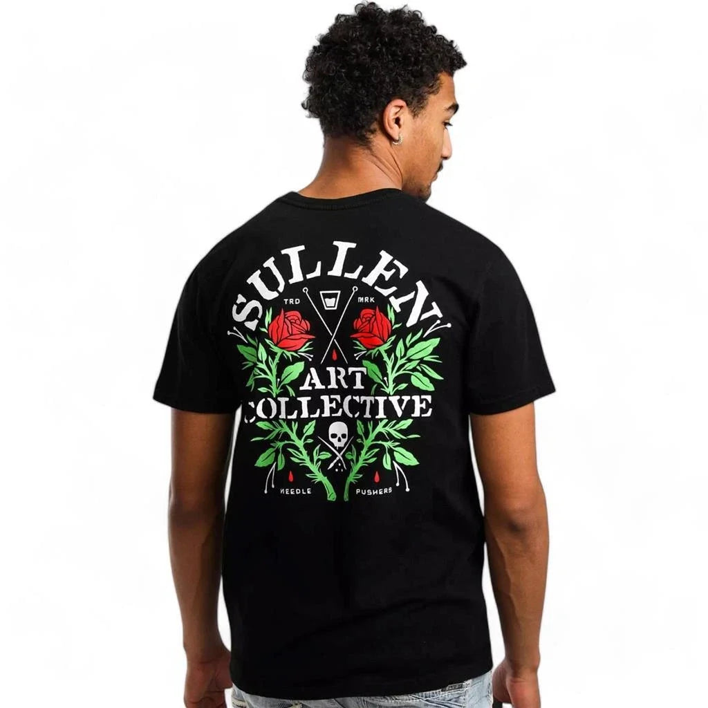 Men's Sullen Art Collective Pushers Jet Black Rose Premium Tee M-XXXL Unisex